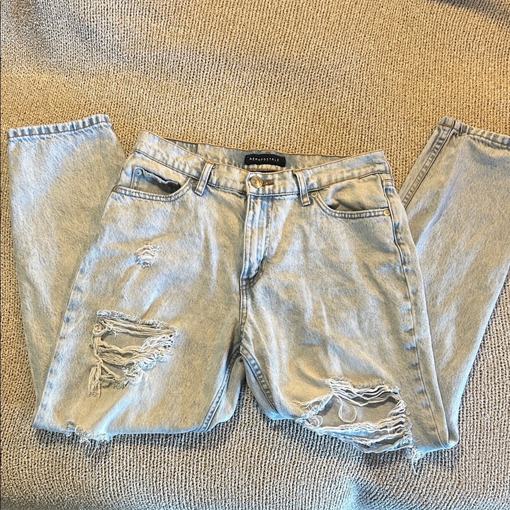 Aeropostale Light Blue Distressed Mom Jean